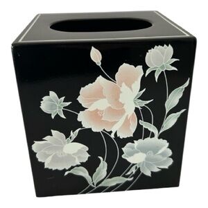 Vintage Andre Richard Decorative Floral Print Facial Tissue Box Cover Holder